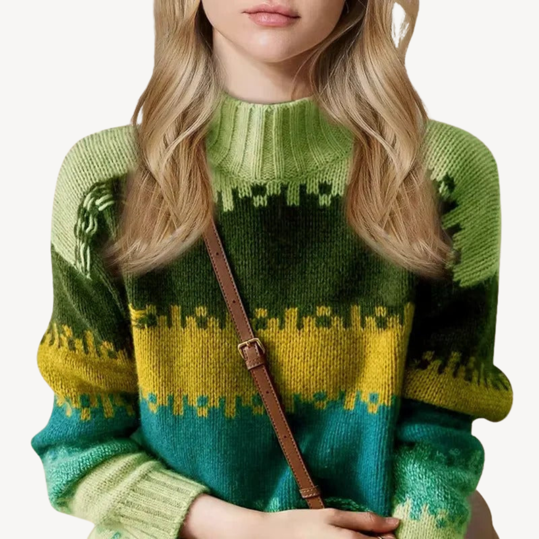Women’s Retro Striped Turtleneck Sweater