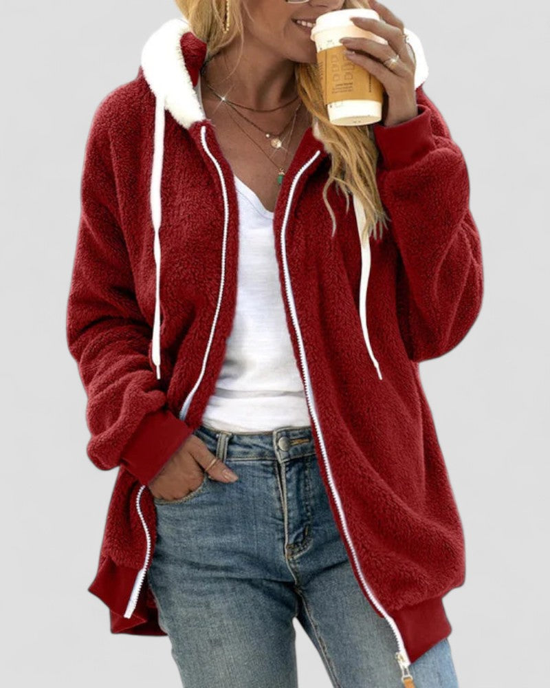 Women’s Faux Plush Hooded Coat