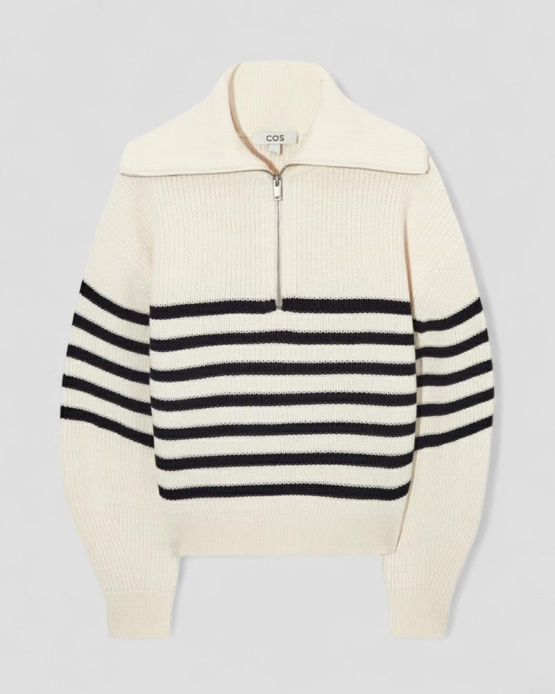Knitted Zip Neck Cashmere Jumper for Women