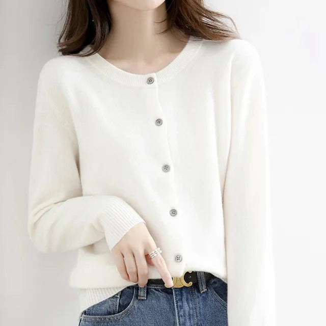 Women’s Classic Buttoned Crew-Neck Cardigan