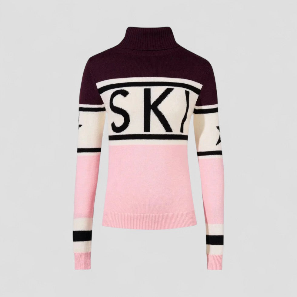 Women's Merino Wool Ski Jumper with Turtleneck Winter Knit