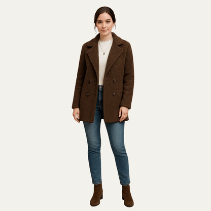 Women’s Textured Double-Breasted Peacoat