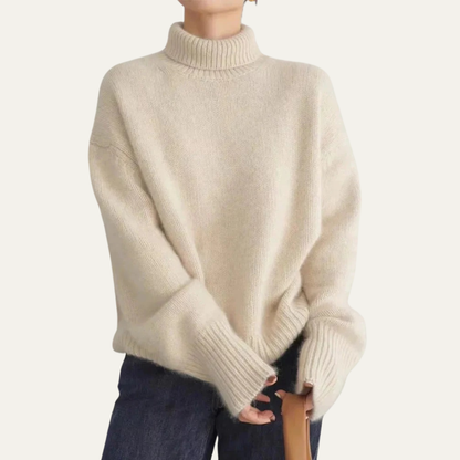 Women’s Oversized Ribbed Turtleneck Knit Sweater