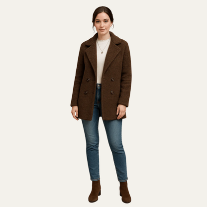 Women’s Textured Double-Breasted Peacoat