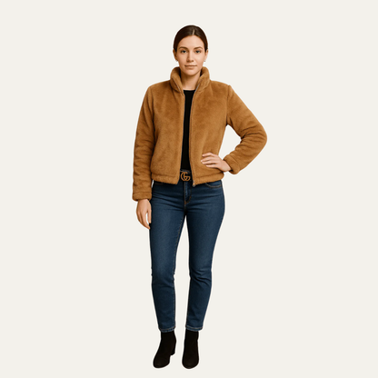 Women’s Plush Cropped Teddy Bomber
