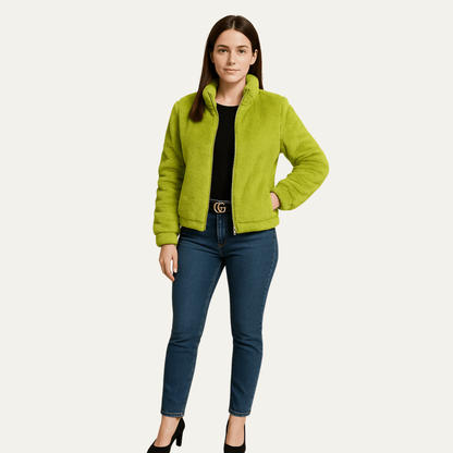 Women’s Plush Cropped Teddy Bomber