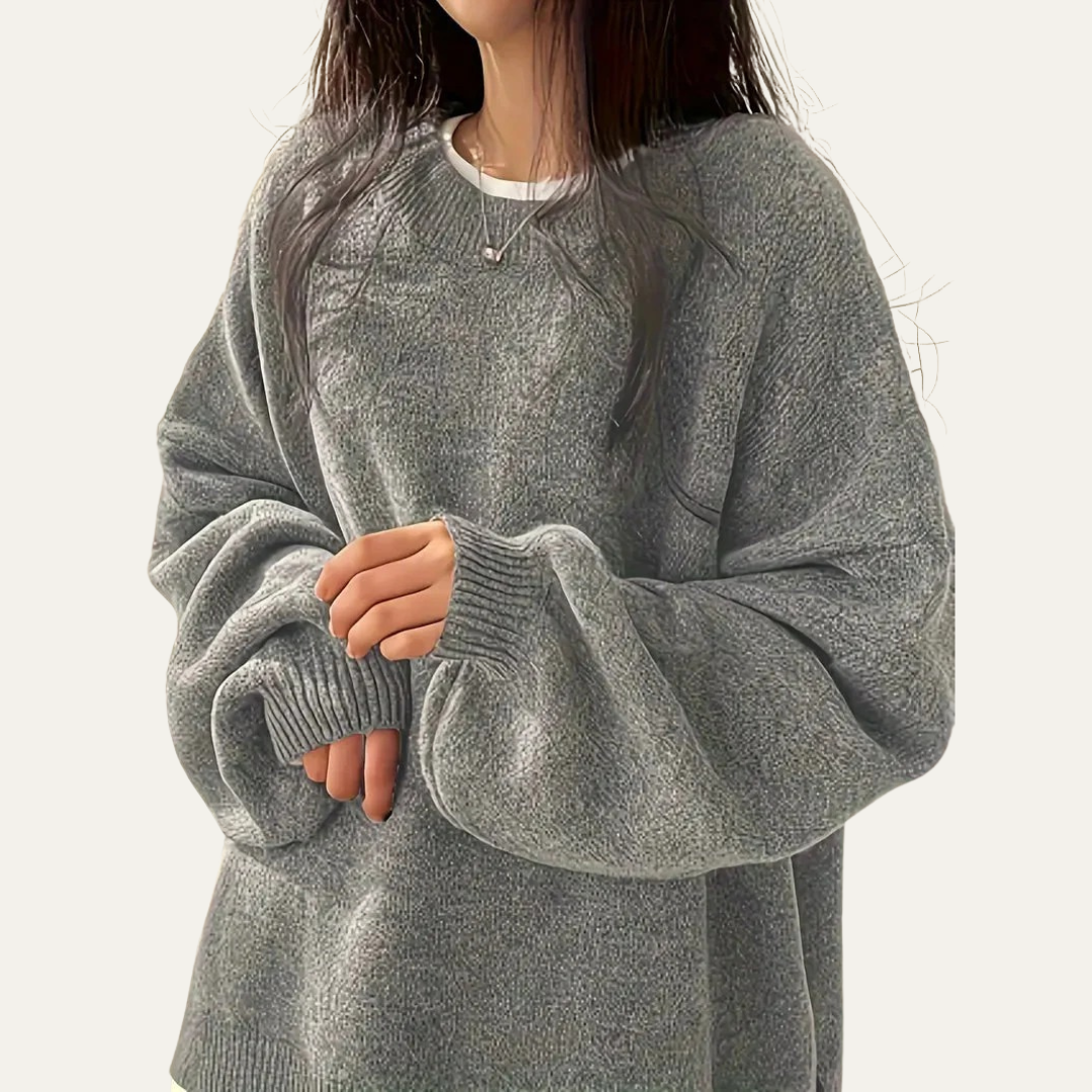 Women’s Relaxed Textured Crewneck Knit Sweater