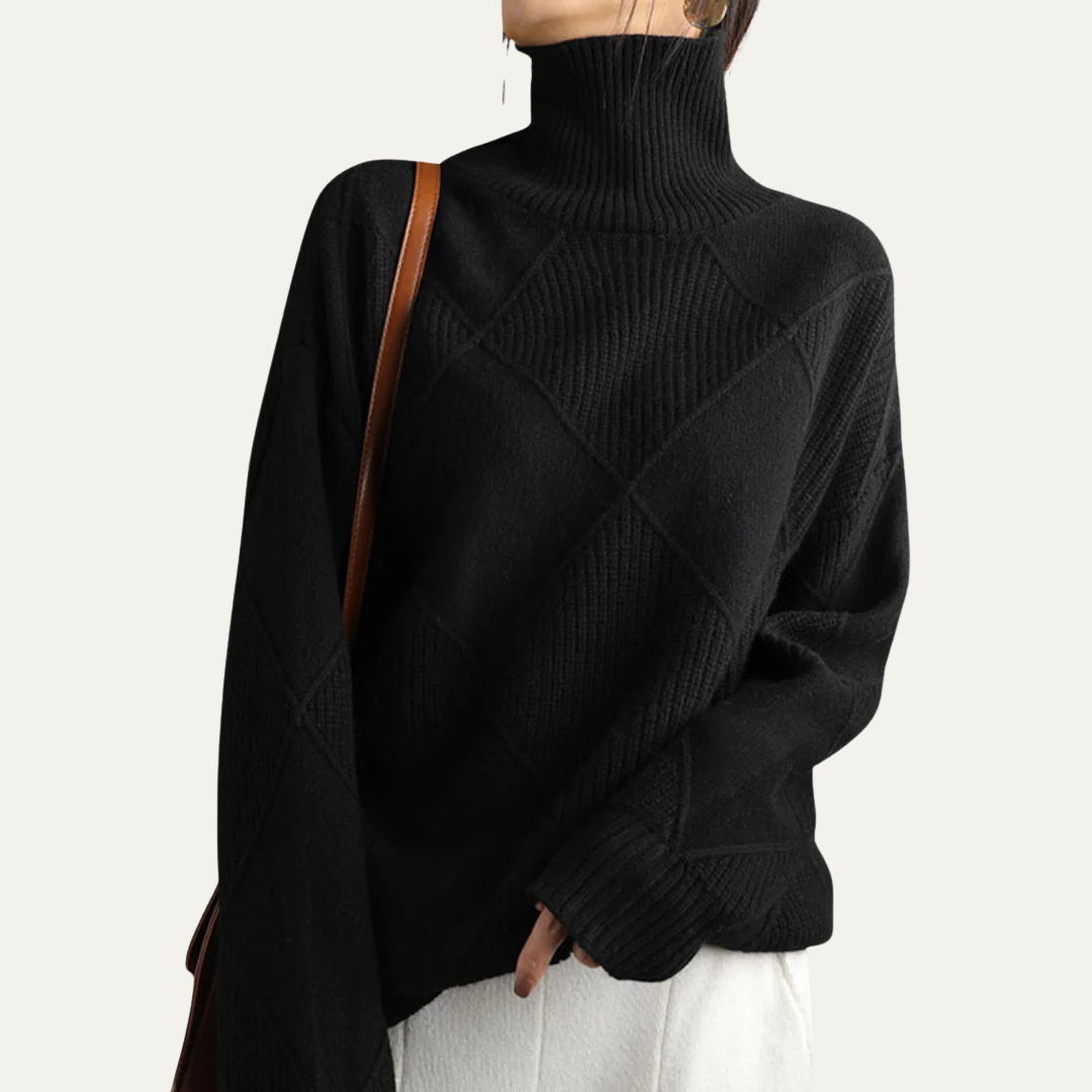 Women’s Diamond-Knit Turtleneck Sweater