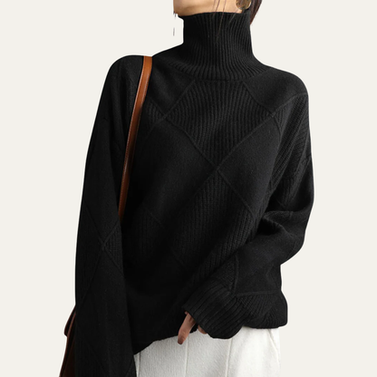 Women’s Diamond-Knit Turtleneck Sweater
