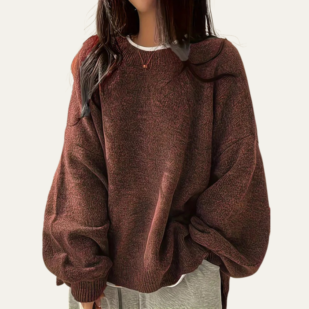 Women’s Relaxed Textured Crewneck Knit Sweater