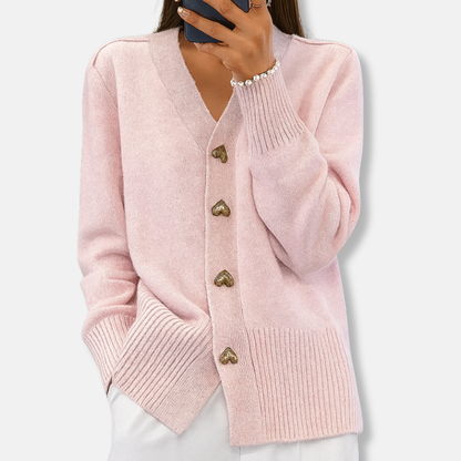 Women’s Warm Heart-Button V-Neck Cardigan
