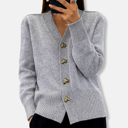 Women’s Warm Heart-Button V-Neck Cardigan