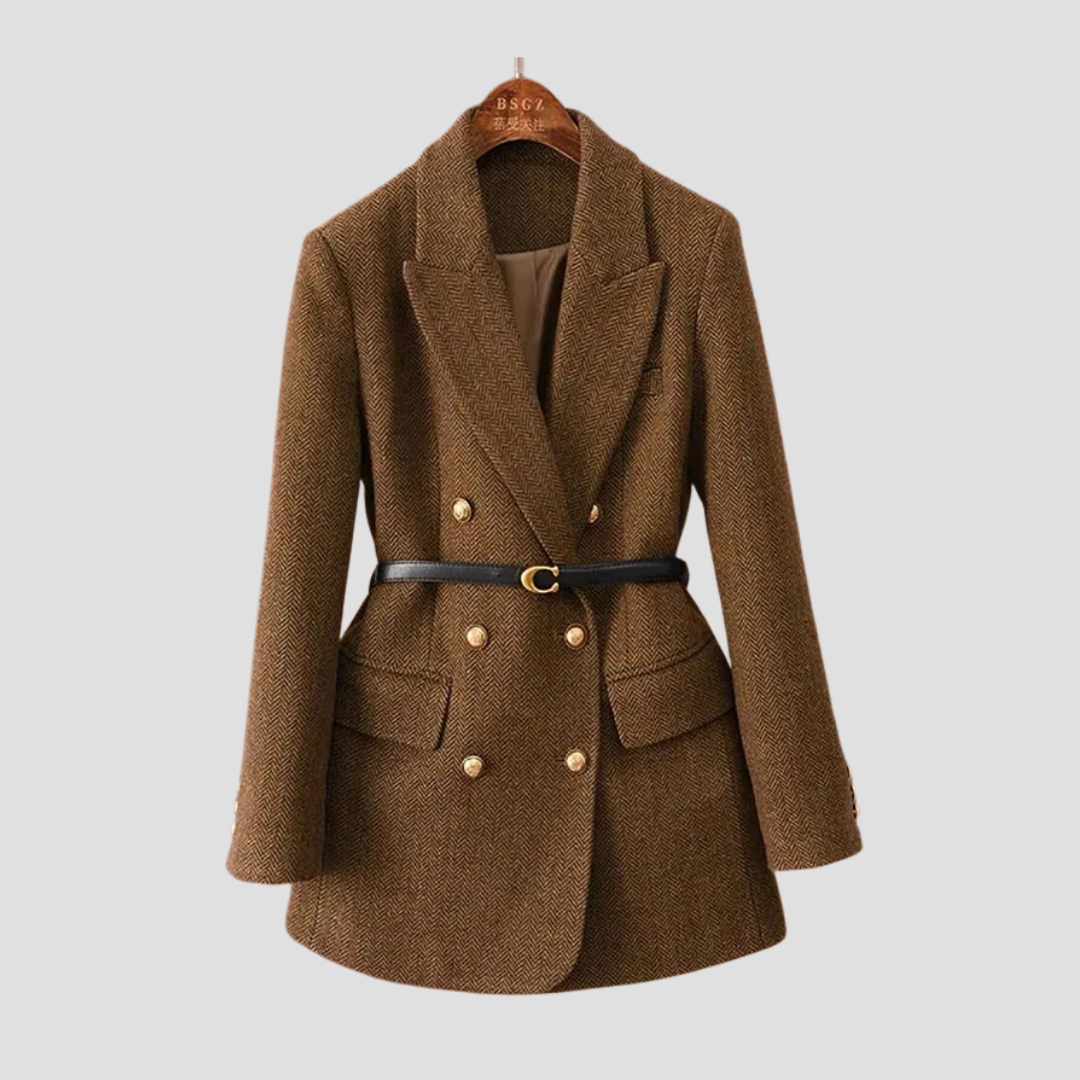 Women’s Herringbone Belted Blazer Coat