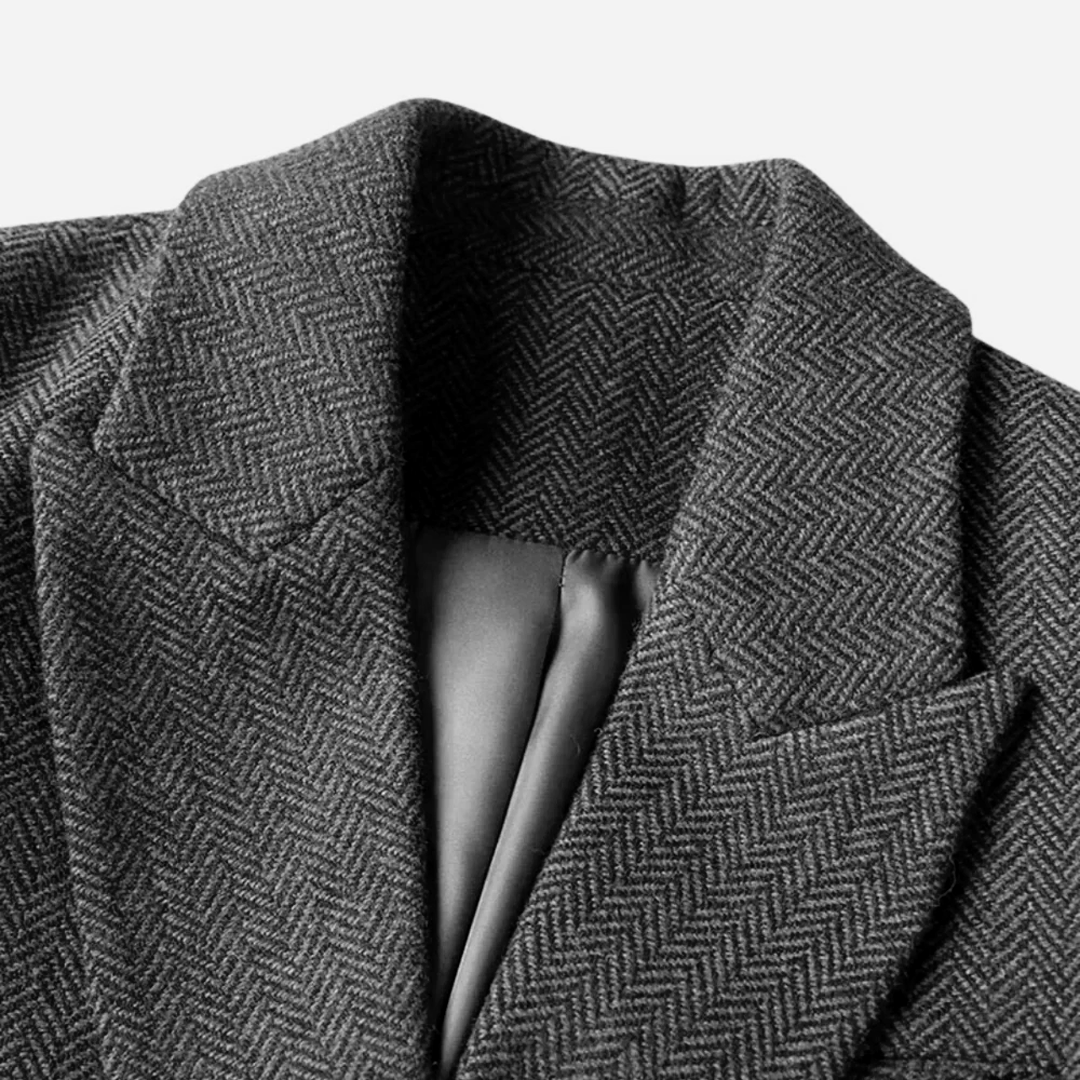Women’s Double Breasted Herringbone Blazer with Belt