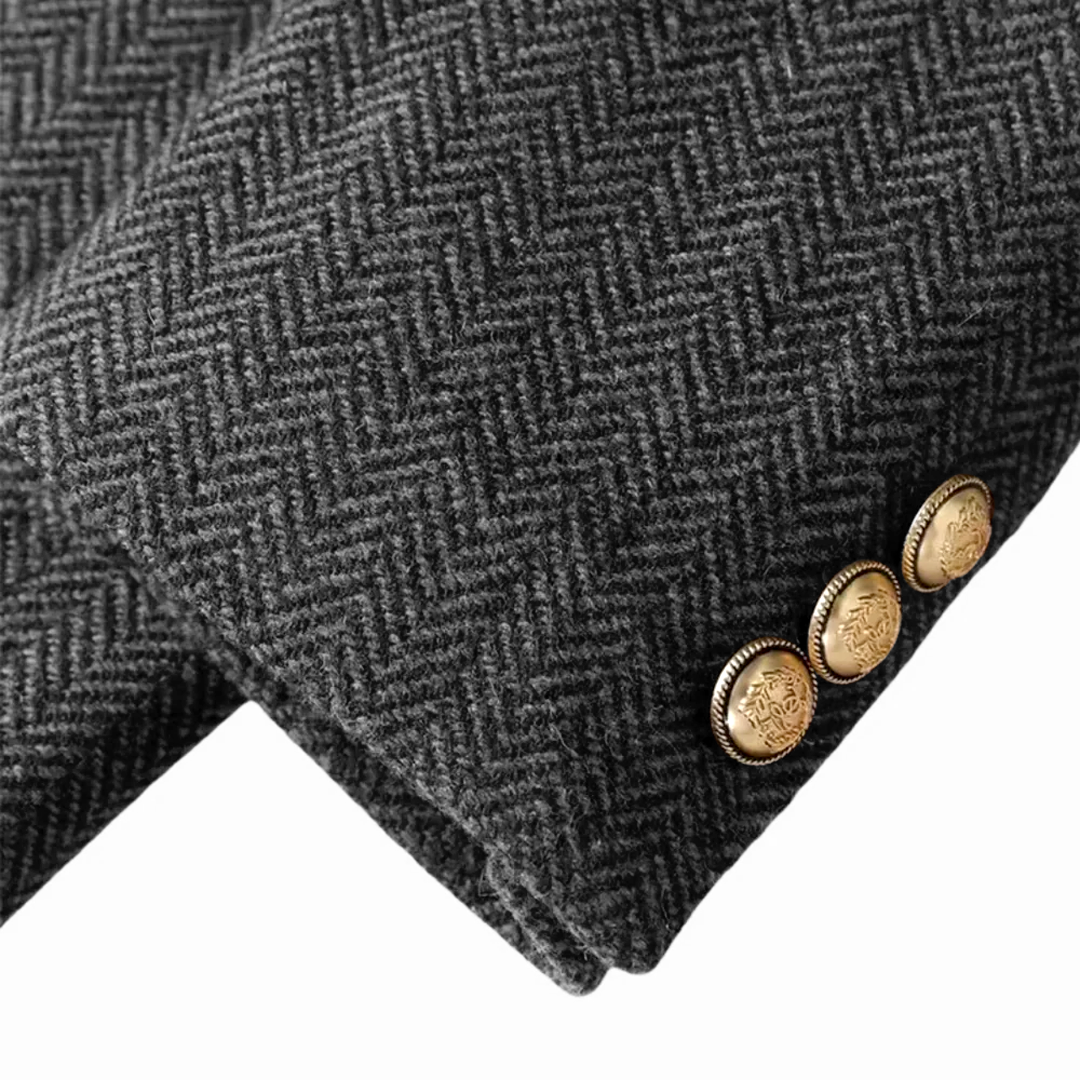 Women’s Double Breasted Herringbone Blazer with Belt