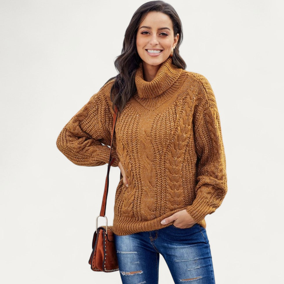 Women’s Oversized Cable-Knit Turtleneck Sweater