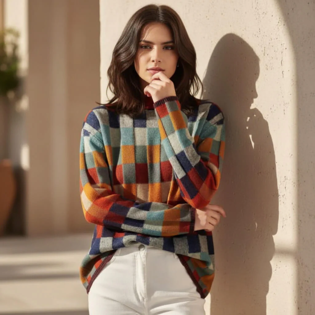 Checkered Merino Sweater