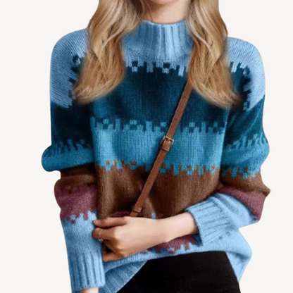 Women’s Retro Striped Turtleneck Sweater