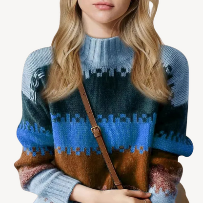 Women’s Retro Striped Turtleneck Sweater