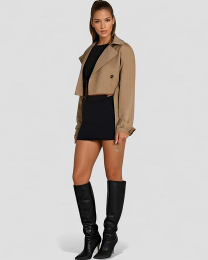 Women’s Cropped Double-Breasted Trench Coat