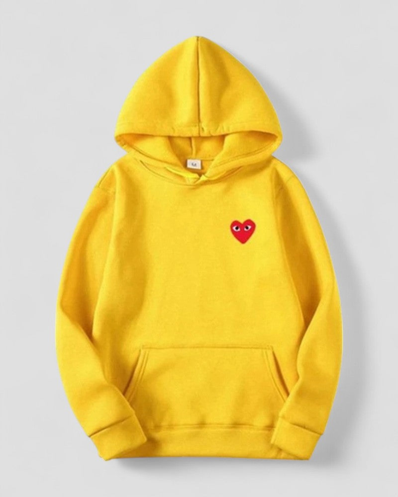 Embroidered Heart Hoodie for Women Casual Streetwear Pullover