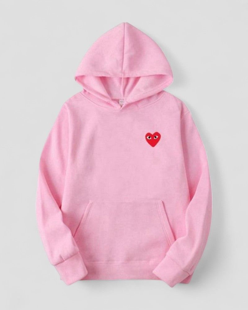 Embroidered Heart Hoodie for Women Casual Streetwear Pullover