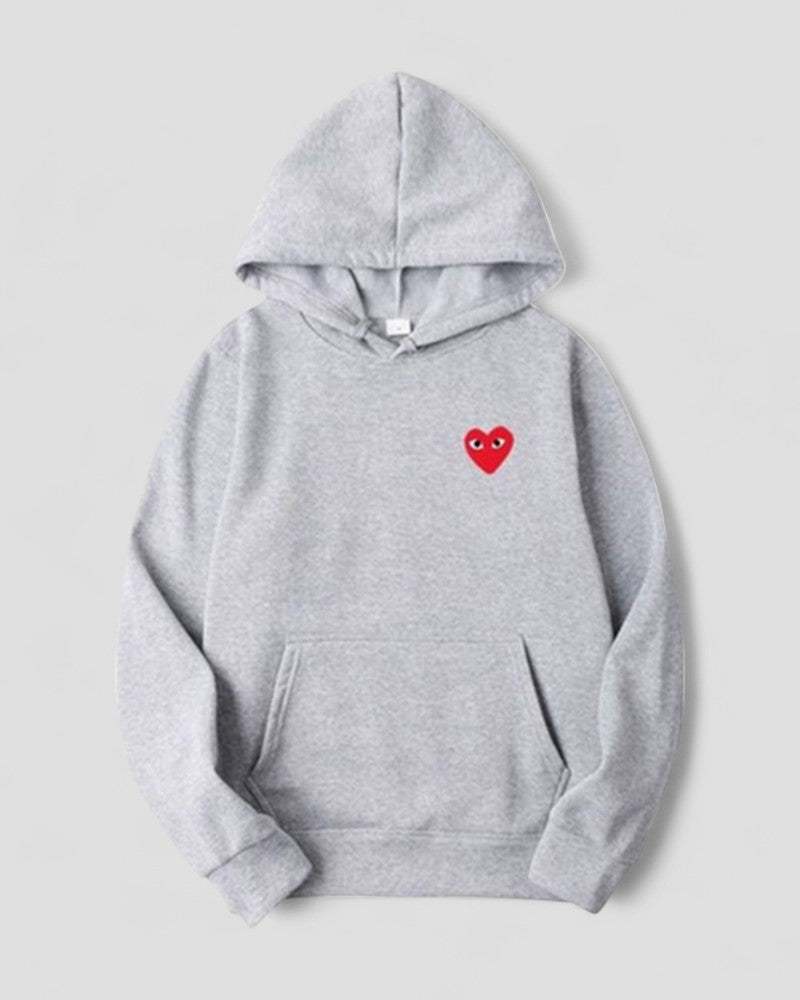 Embroidered Heart Hoodie for Women Casual Streetwear Pullover