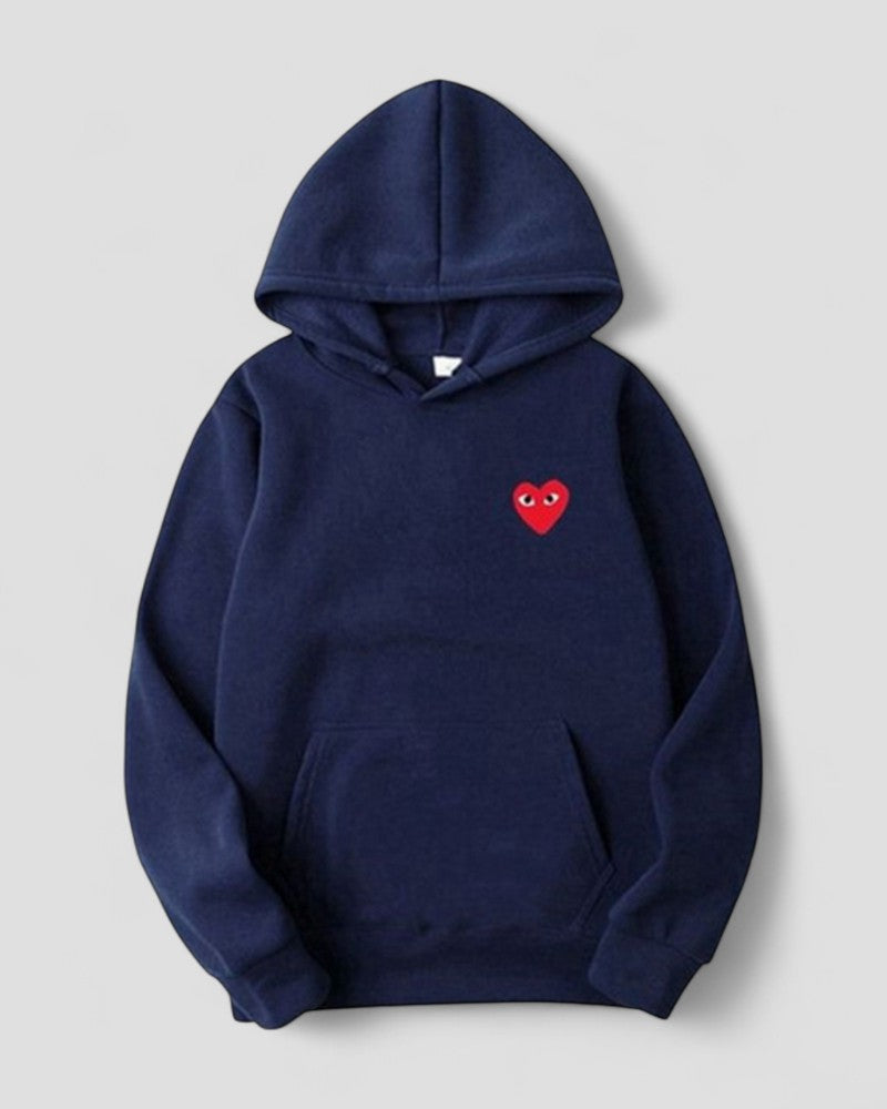 Embroidered Heart Hoodie for Women Casual Streetwear Pullover