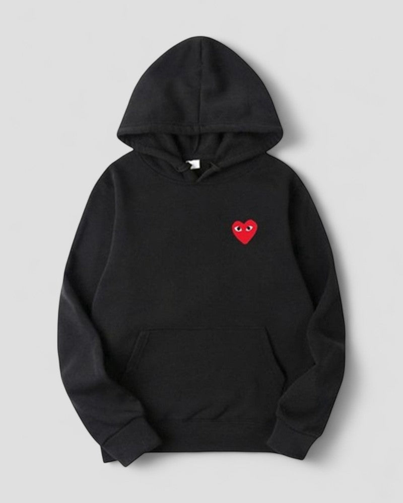 Embroidered Heart Hoodie for Women Casual Streetwear Pullover