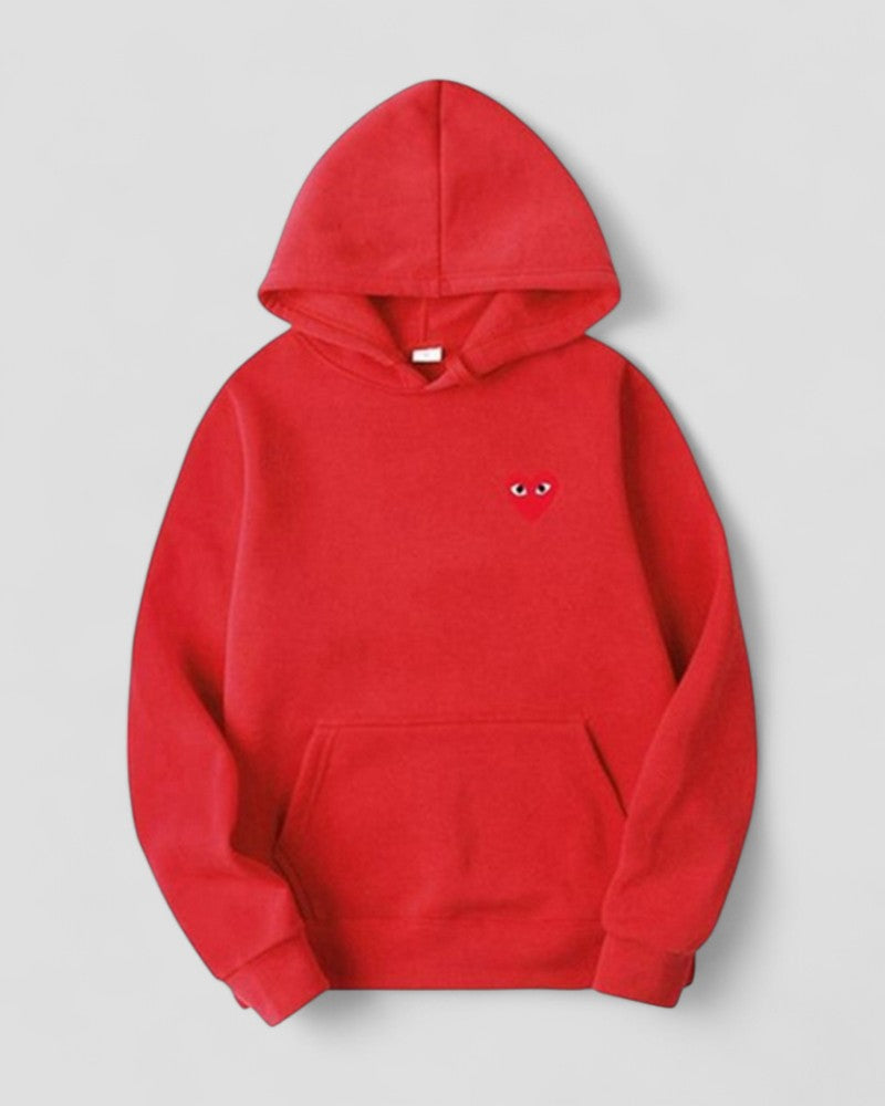 Embroidered Heart Hoodie for Women Casual Streetwear Pullover