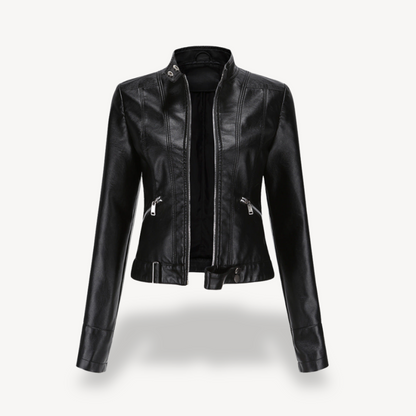 Faux Leather Biker Jacket for Women