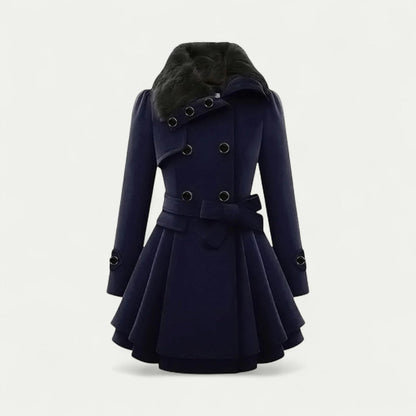 Women’s Belted Plush Collar Trench Coat