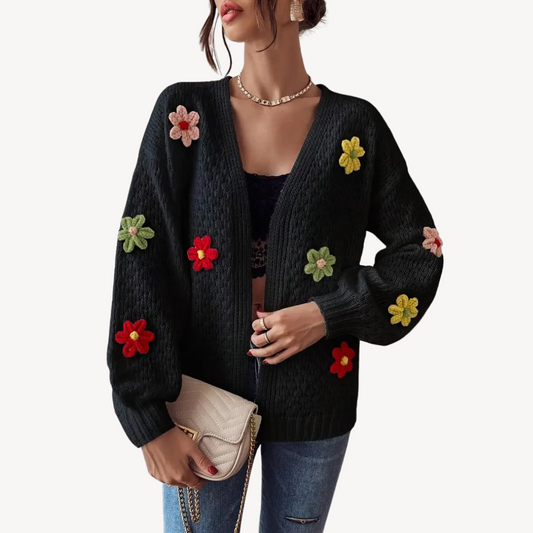Women’s Floral Knit Button Cardigan