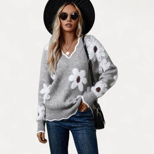 Women’s Oversized Floral Knit Sweater