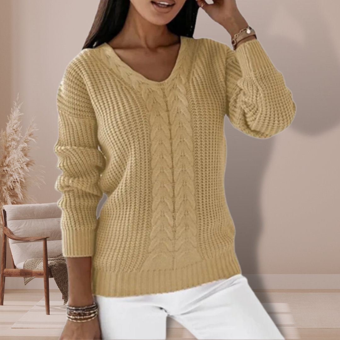 Women’s Elegant V Neck Pullover Sweater