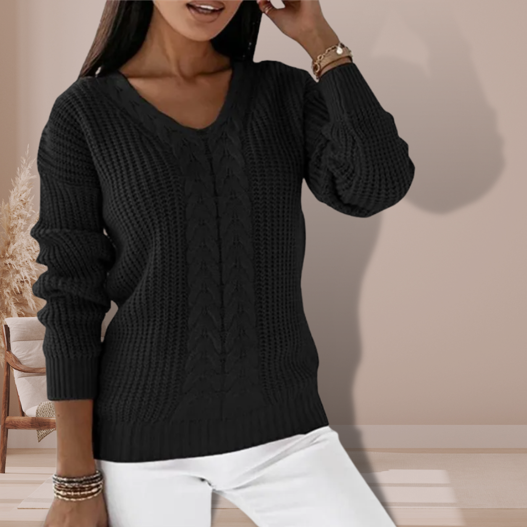 Women’s Elegant V Neck Pullover Sweater