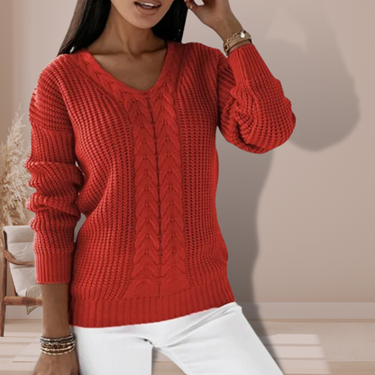 Women’s Elegant V Neck Pullover Sweater
