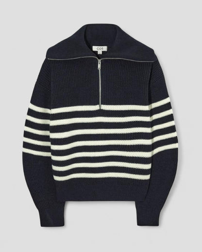 Knitted Zip Neck Cashmere Jumper for Women