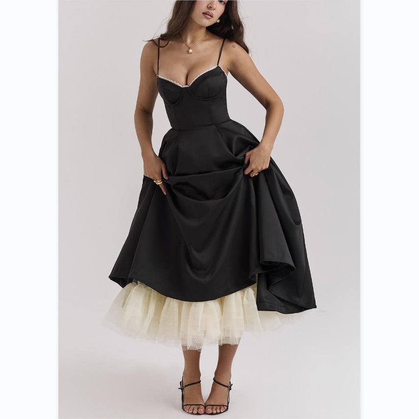 Relaxed Fit V-Neck Maxi Dress – Lightweight Ruffled Skirt