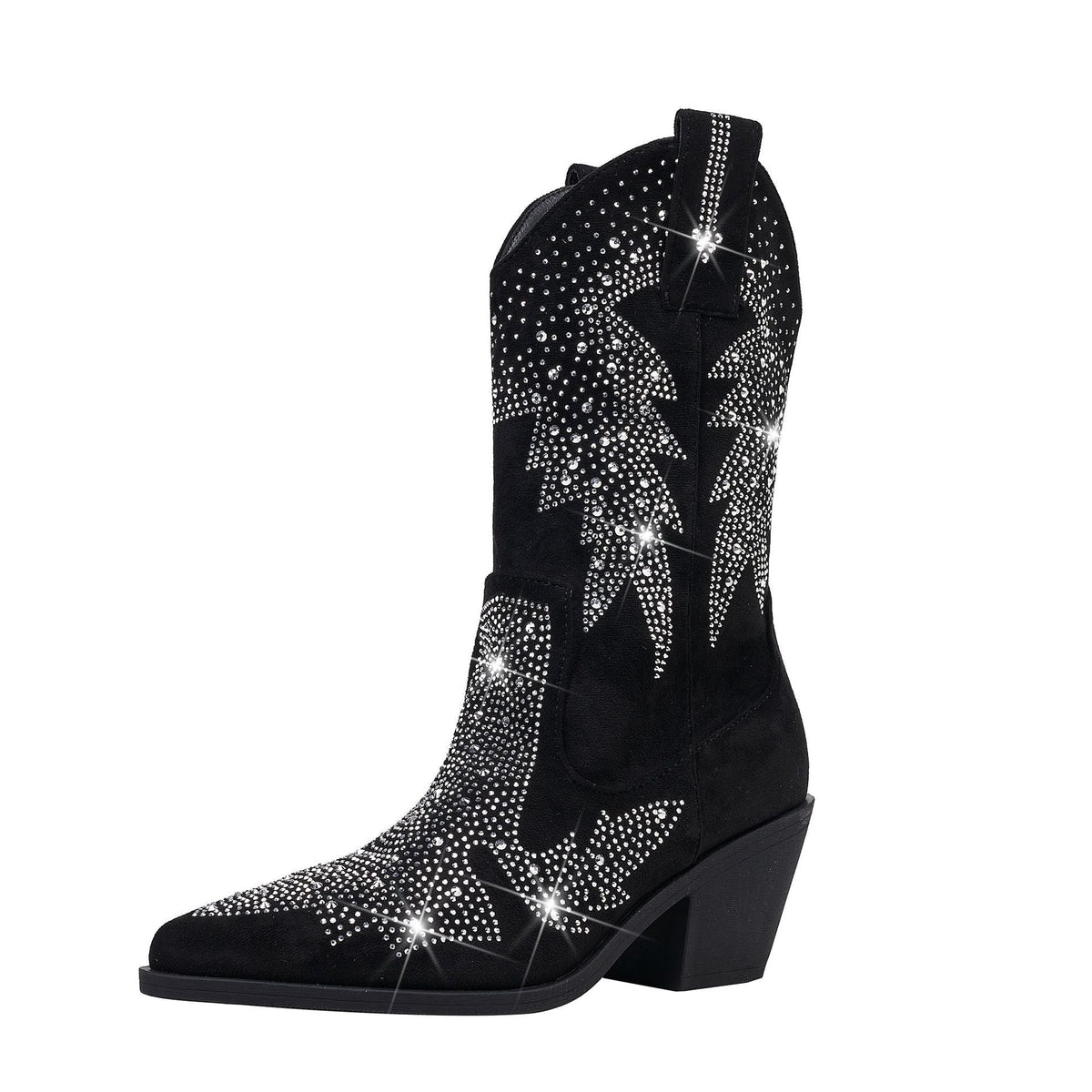 Sparkly Mid Calf Western Boots for Women