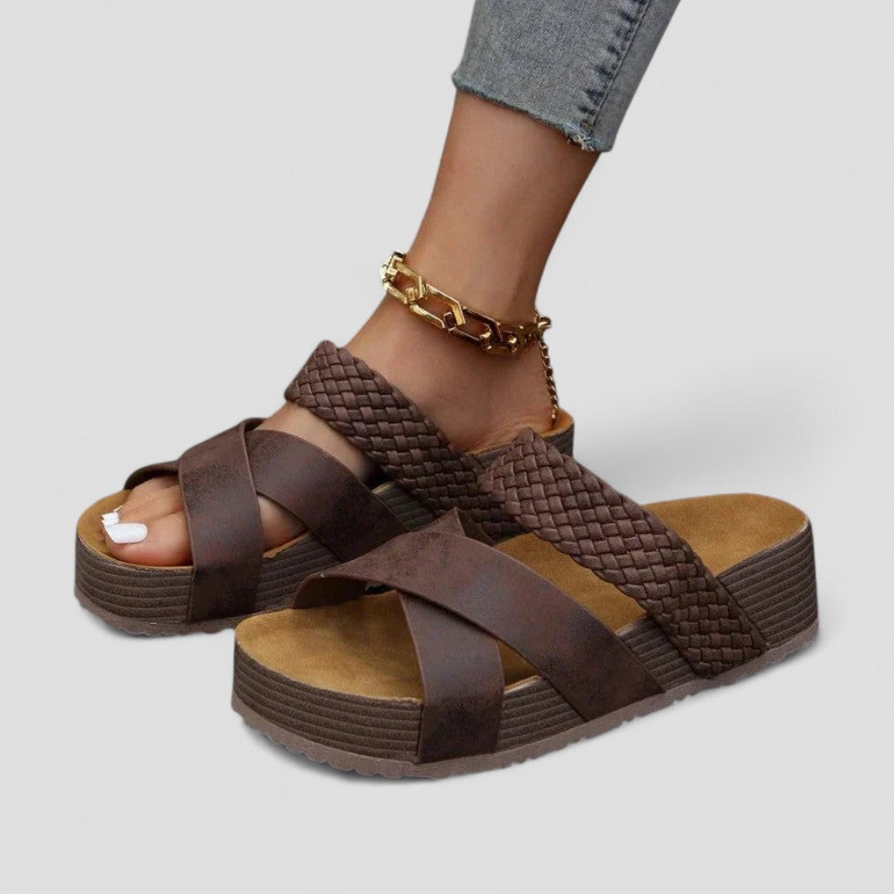 Orthopedic Braided Slip On Platform Sandals