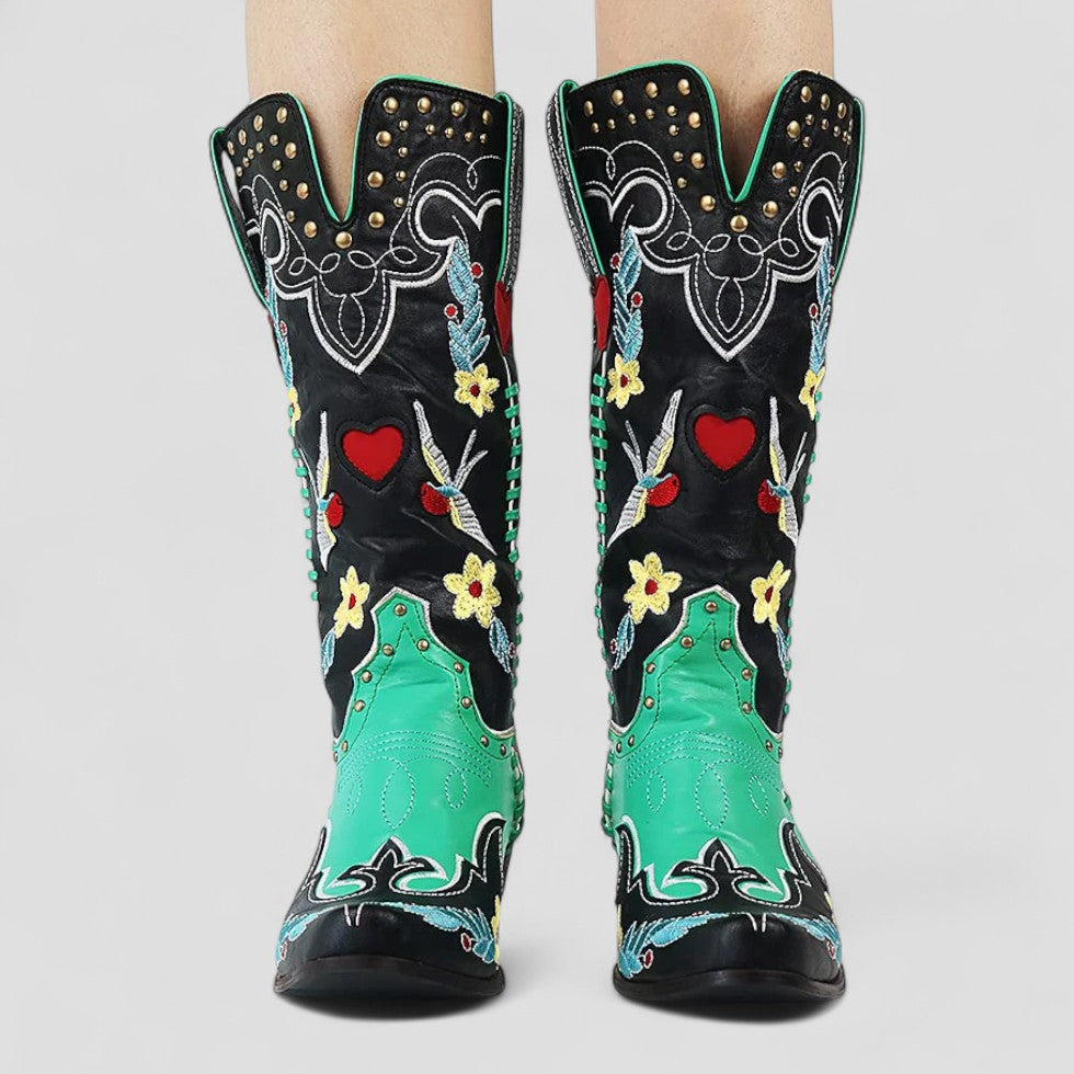 Orthopedic Embroidered Western Cowboy Boots for Women
