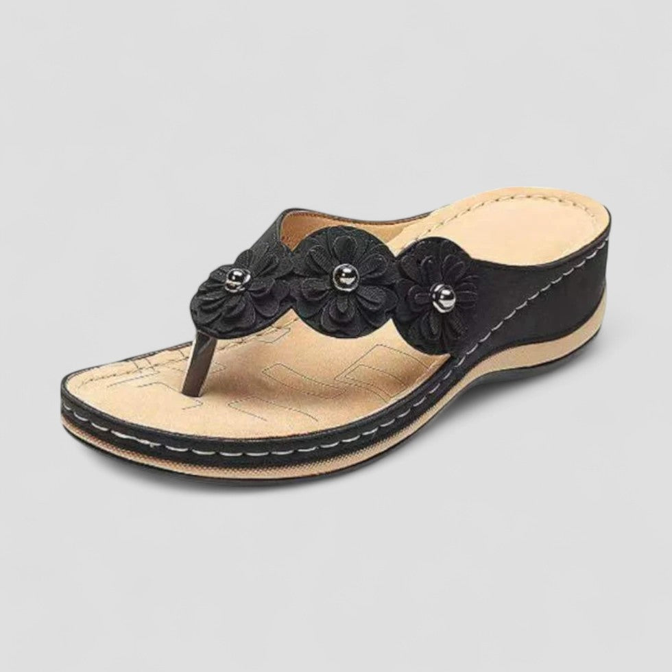 Orthopedic Flower Embellished Summer Thong Sandals