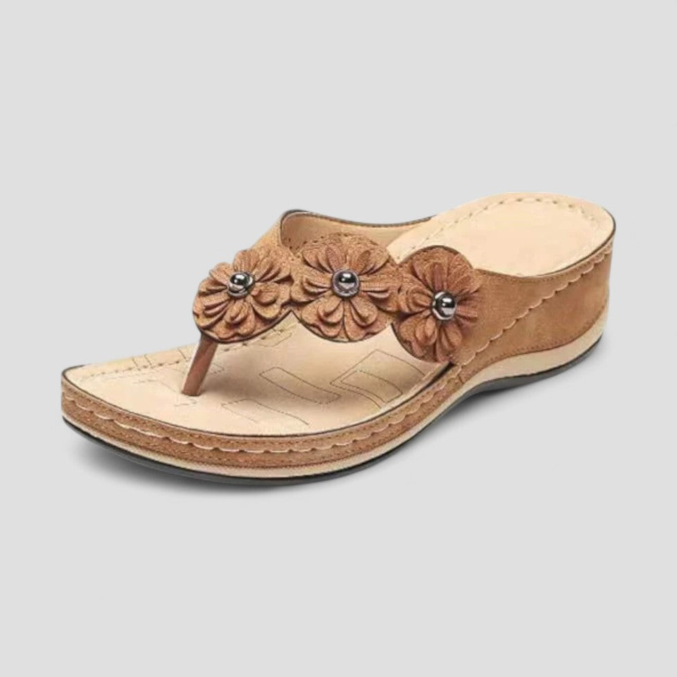 Orthopedic Flower Embellished Summer Thong Sandals