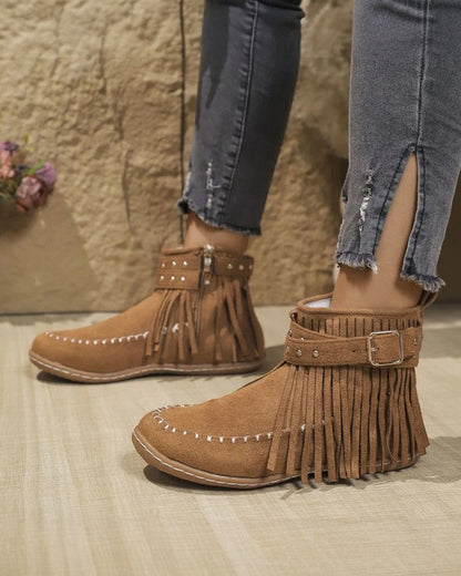 Orthopedic Fringe Ankle Boots for Women