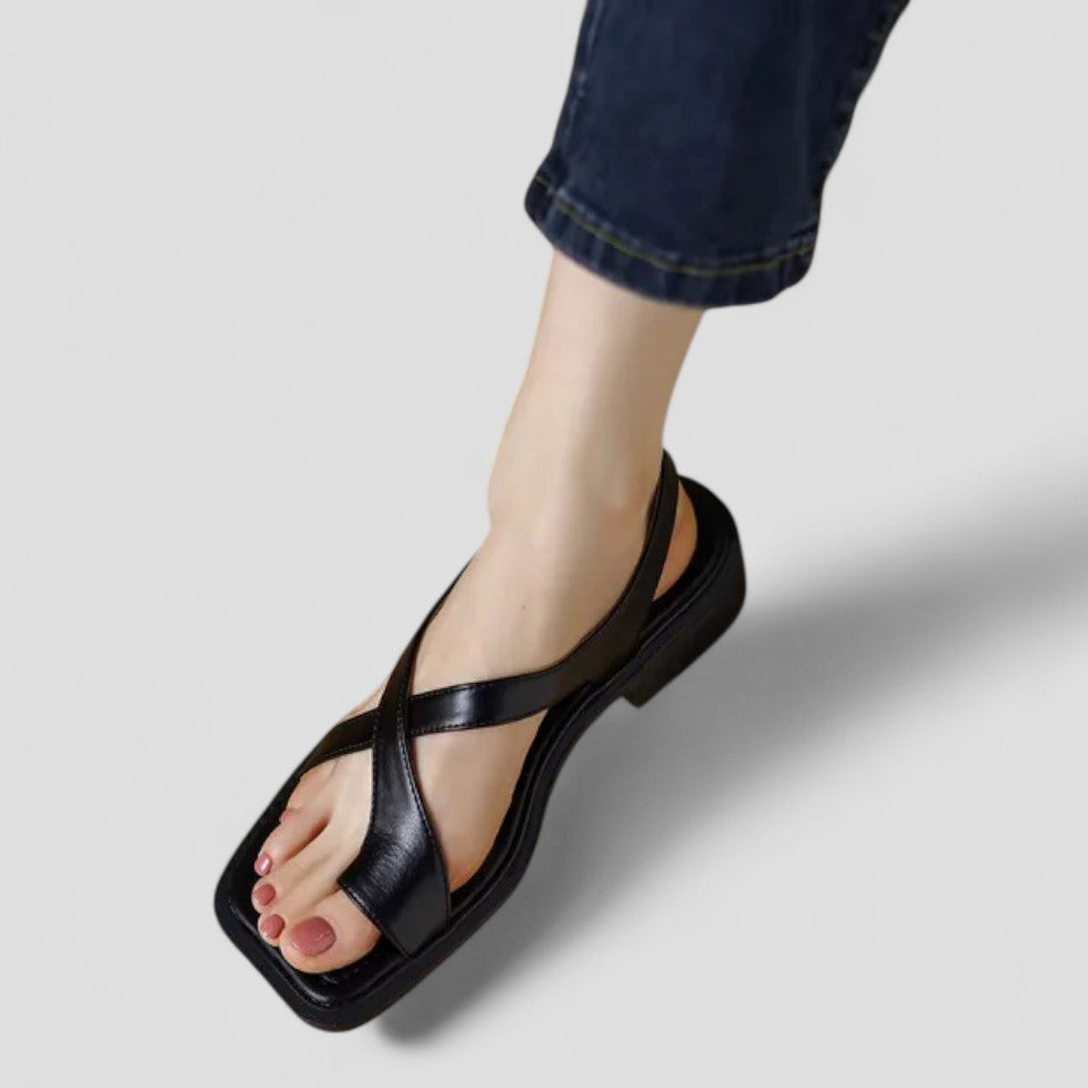 Orthopedic Leather Cross Strap Sandals for Women