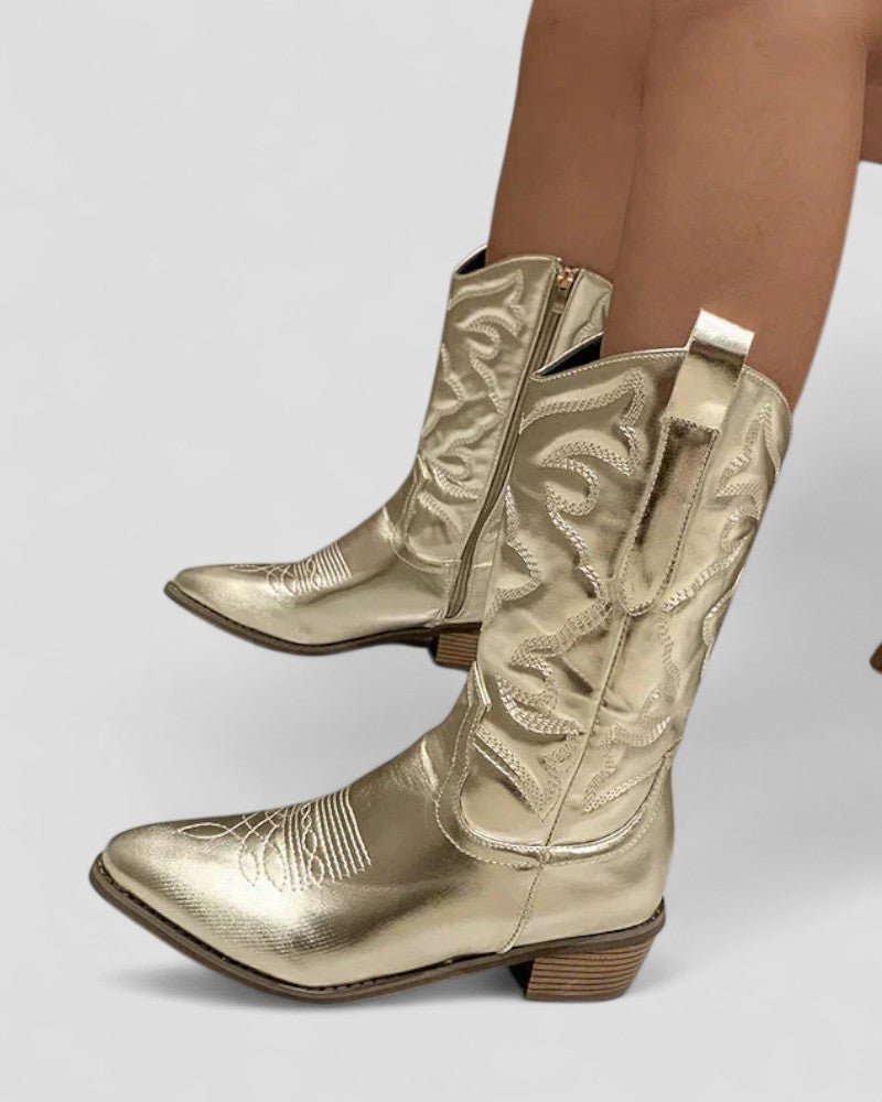 Orthopedic Metallic Western Cowboy Boots for Women