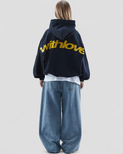 Oversized Hoodie with Street Style Graphic Back Print