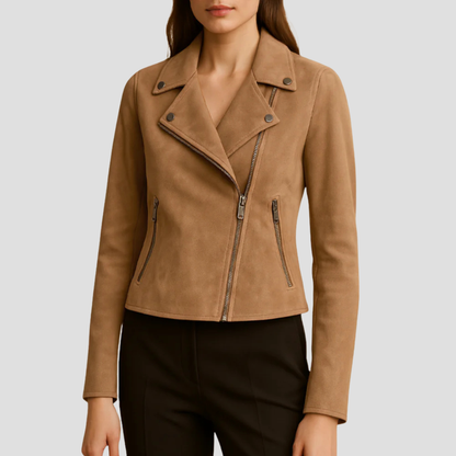 Women’s Cropped Suede Moto Jacket