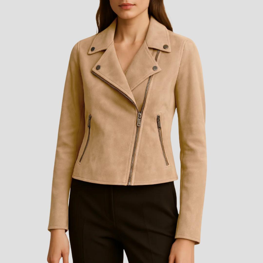 Women’s Cropped Suede Moto Jacket